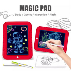 3D Magic Drawing Pad LED Light Luminous Board with Watercolor Pen Intellectual Development Toy Children Painting Learning Tool