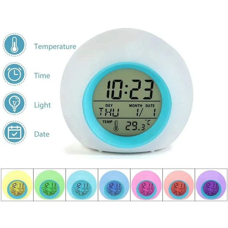 7 Color Changing Wake Up Digital Alarm Clock