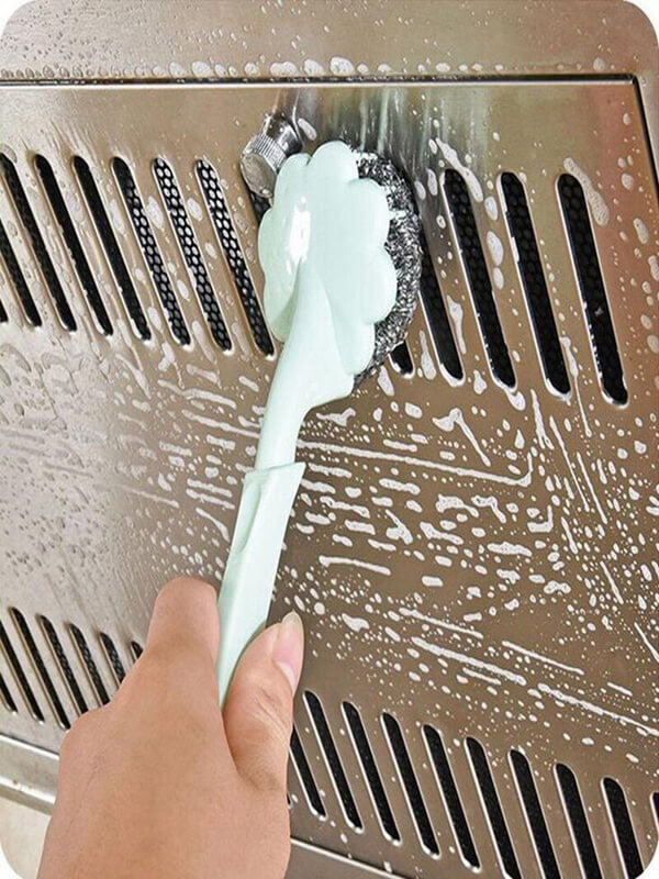 Stainless Steel Wire Ball Brush With Long Handle