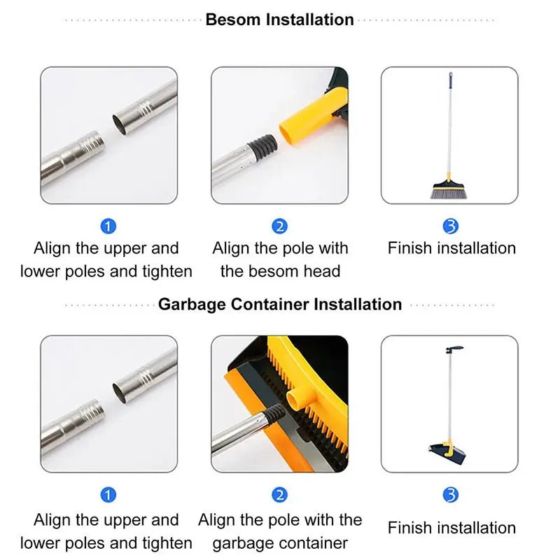Floor Cleaning Brooms And Folding Dustpan Set