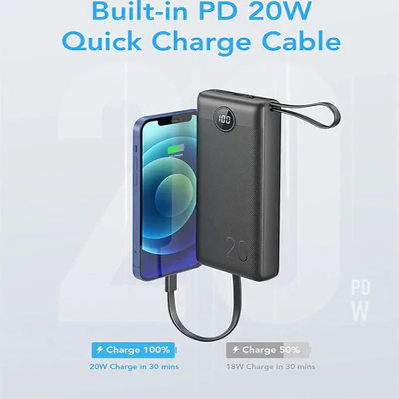 Power Bank With Built In 5 Cables