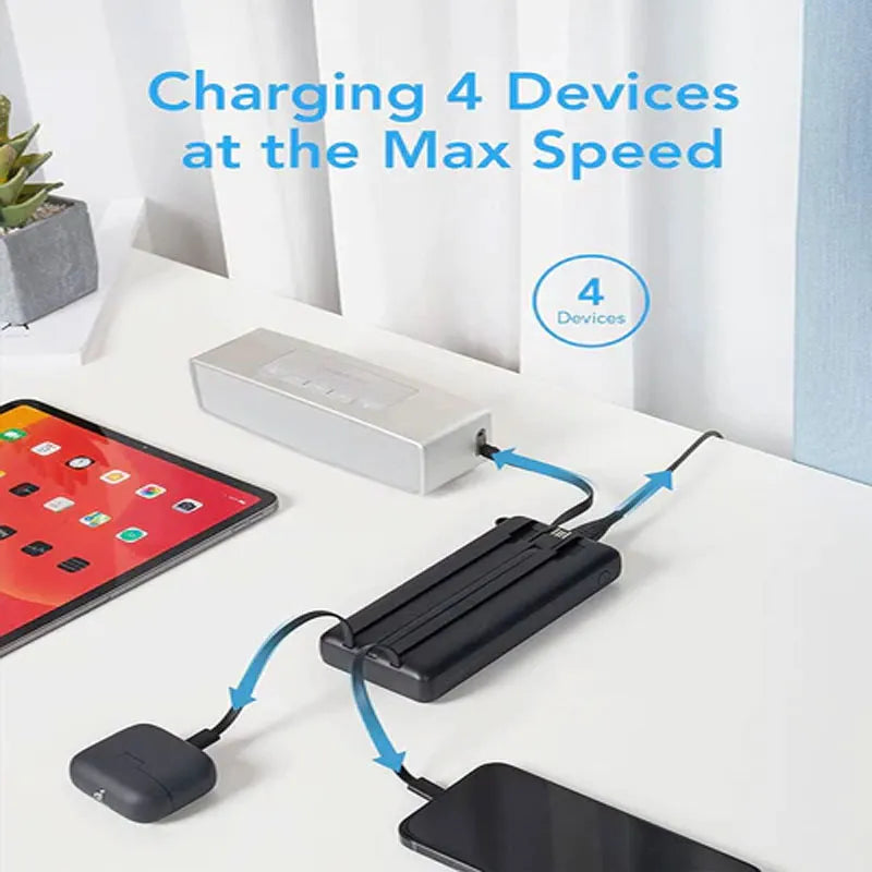 Power Bank With Built In 5 Cables