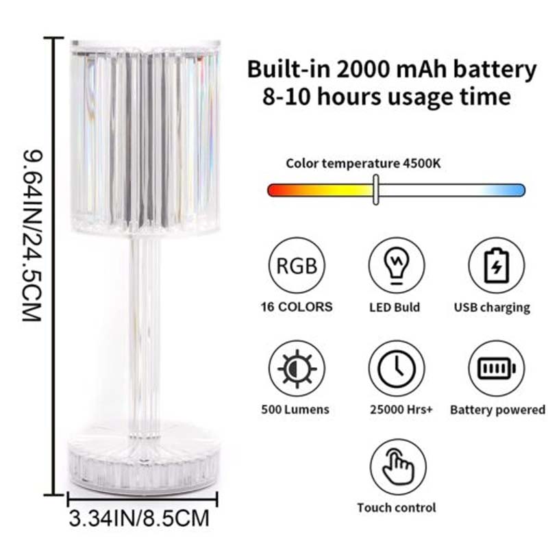 Diamond Table Lamp Crystal Touch Control Color Changing Light Romantic Bar Atmosphere Lamp