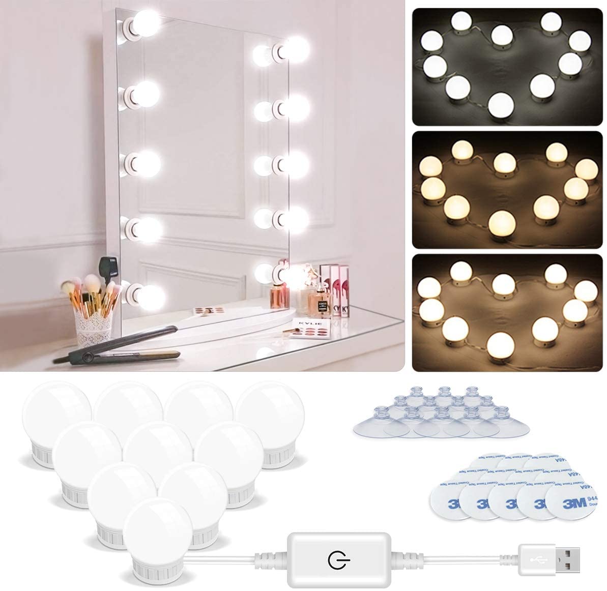 Vanity Mirror light 3 mode option (10pcs blubs)