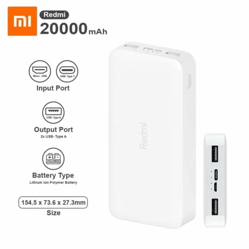 Xiaomi Redmi PowerBank 20000mAh Fast Charge Version β White
