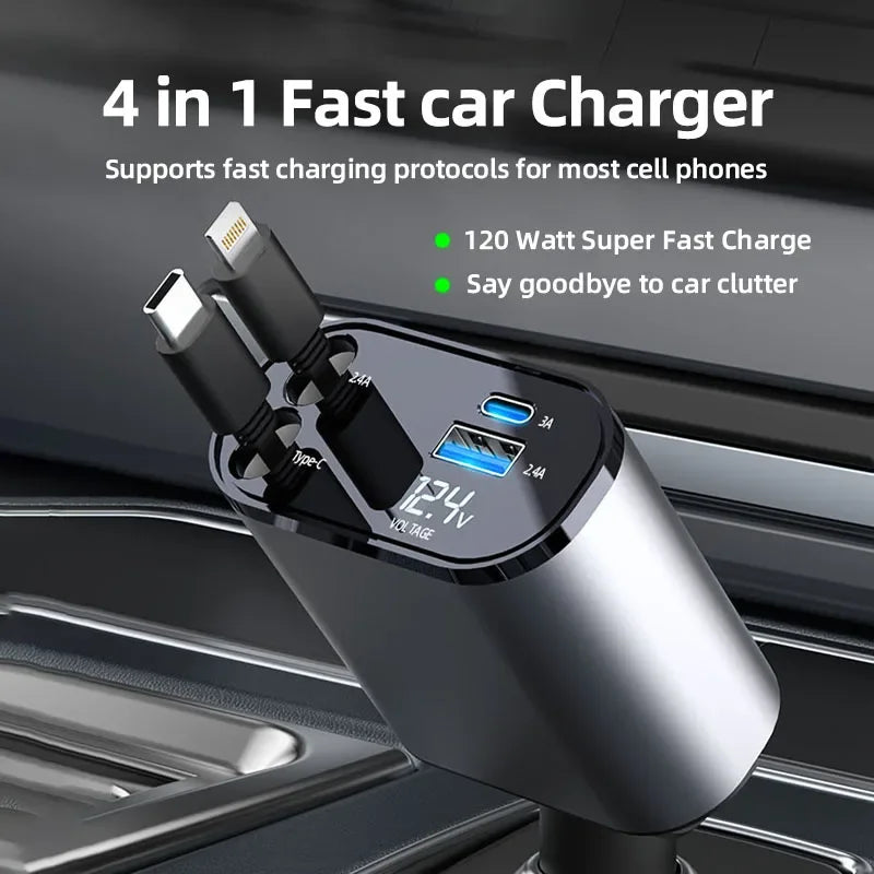 120W 4 in 1 Car charger