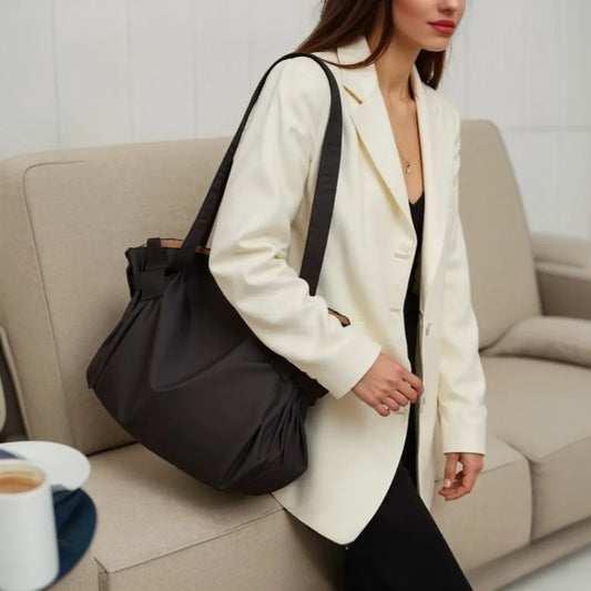 Fully Opening Canvas Shoulder Bag