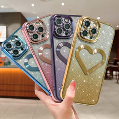 Luxury heart design protector with lens protector case for women
