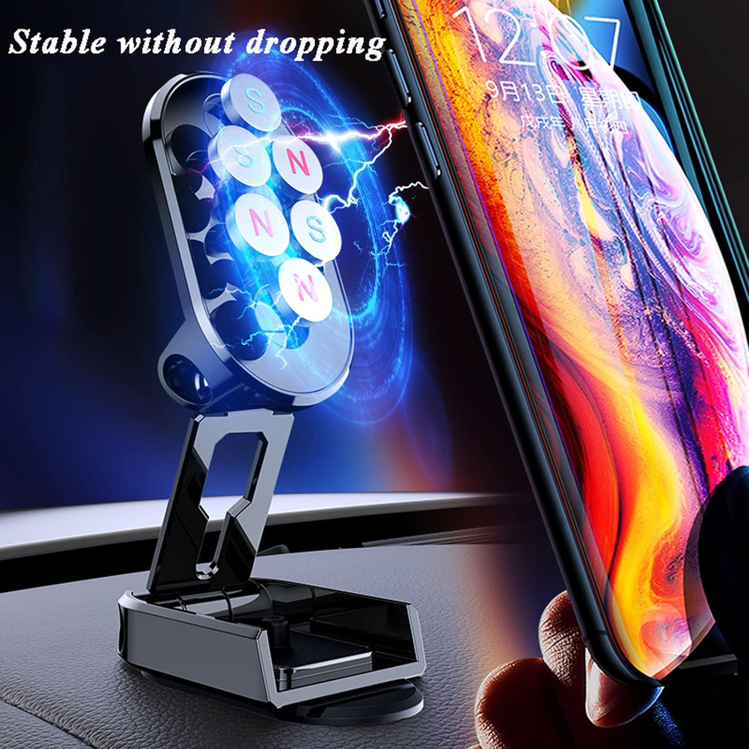 Metal Folding Magnetic Car Phone Holder