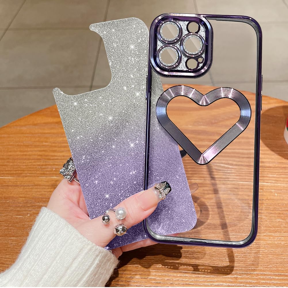 Luxury heart design protector with lens protector case for women