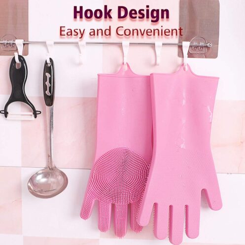 Original Magic Silicon Dish-washing Gloves with Brush Sponge Wash Scrubber