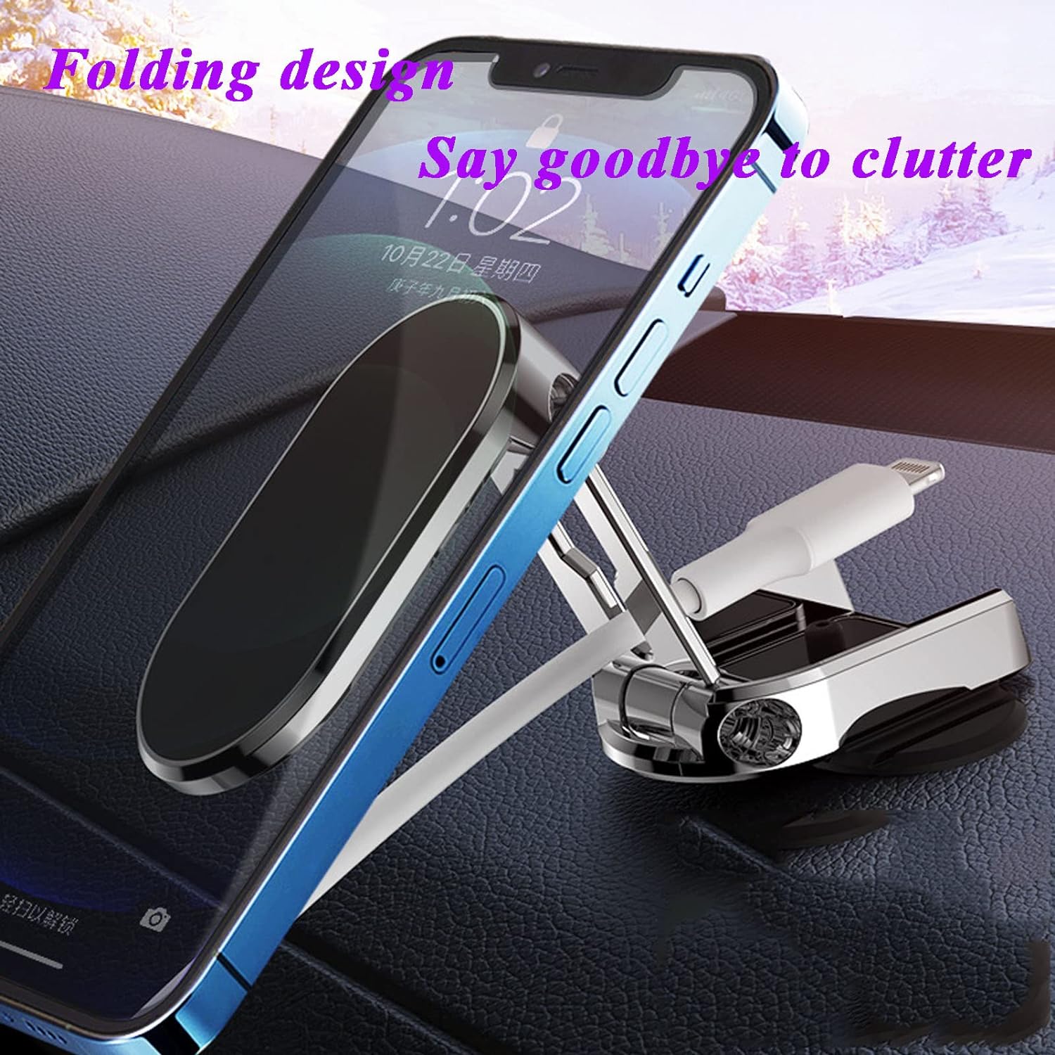 Metal Folding Magnetic Car Phone Holder