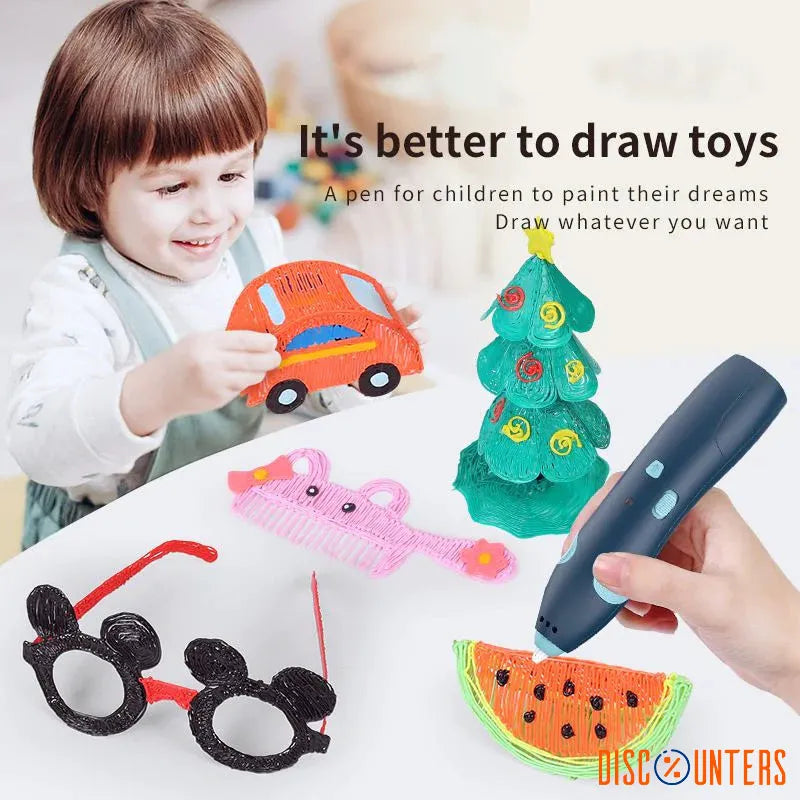 3D Pen for 3D Printing, Drawing Pen, USB 3D pen plus with safe filament, Creative Learning for Children Kids as Toys, DIY Arts & Crafts Boy Girls