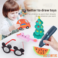 3D Pen for 3D Printing, Drawing Pen, USB 3D pen plus with safe filament, Creative Learning for Children Kids as Toys, DIY Arts &#038; Crafts Boy Girls