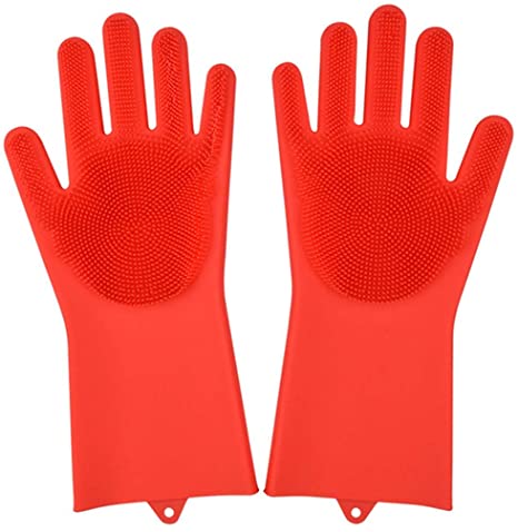 Original Magic Silicon Dish-washing Gloves with Brush Sponge Wash Scrubber