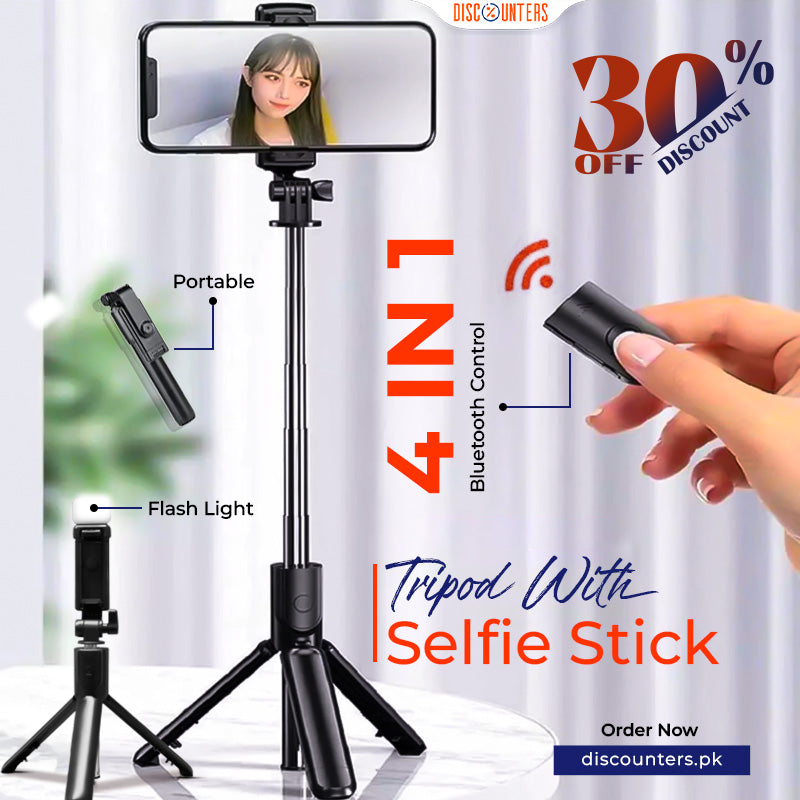 4 in 1 Tripod Selfie Stick With Remote Control