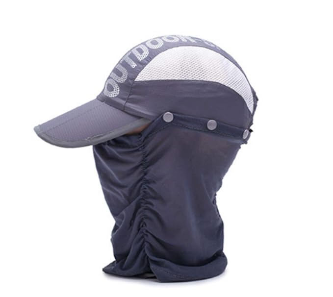 Wide Brim Cap With Face Mask