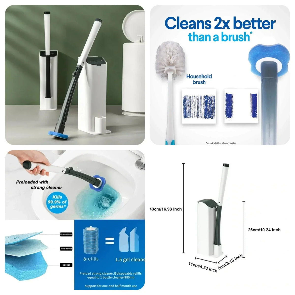 Disposable Toilet Brush and Holder Set