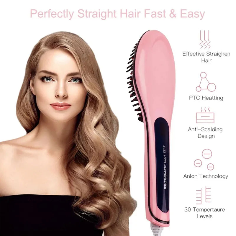 Fast Straightening Electric Hair Comb LCD Display Digital Heating