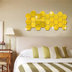 Golden Hexagon Mirror Sticker