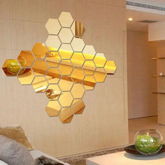 Golden Hexagon Mirror Sticker