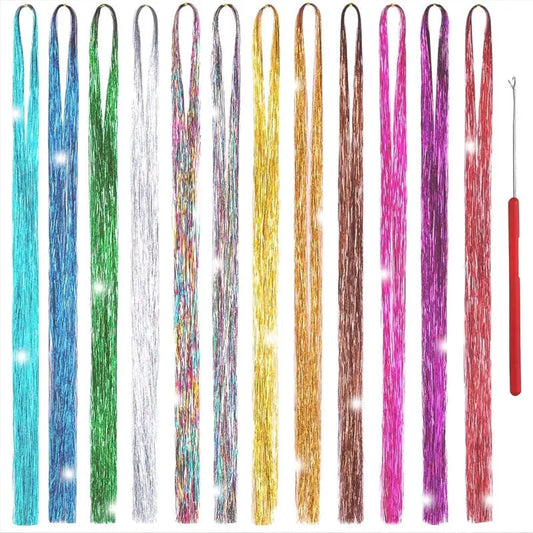 Hair Tinsel Shiny Glitter Hair Extensions ( Rainbow Colors )