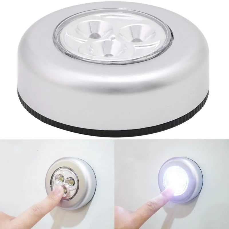 Lamp 3 LED Light Battery Powered Light Lamp (Silver)