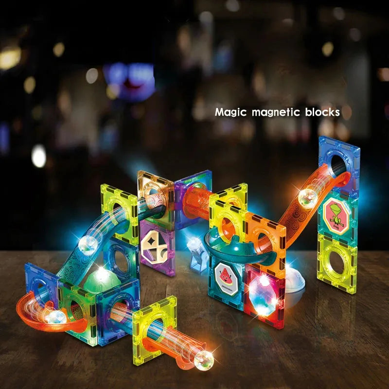 Magic Magnetic 3D Building Blocks Magnetic Marble Run Set 49-PCS