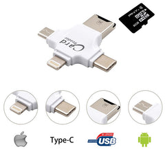 4 In 1 OTG Card Reader Four Ports for IPhone IOS Android and Type C