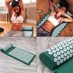 Premium Acupressure Mat And Pillow Set For Reviving Your Energy (Green)