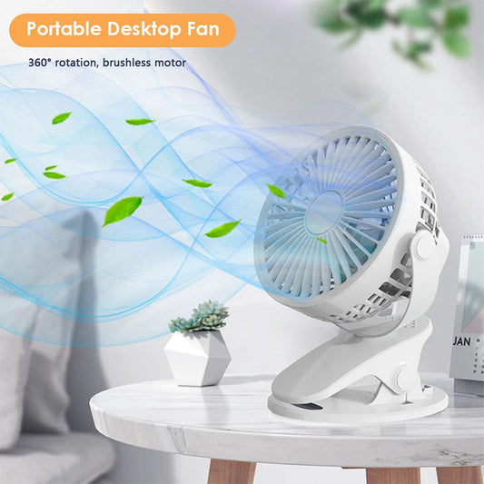 360 Degree Rotation 3 Speeds Adjustable Clip-On Fan