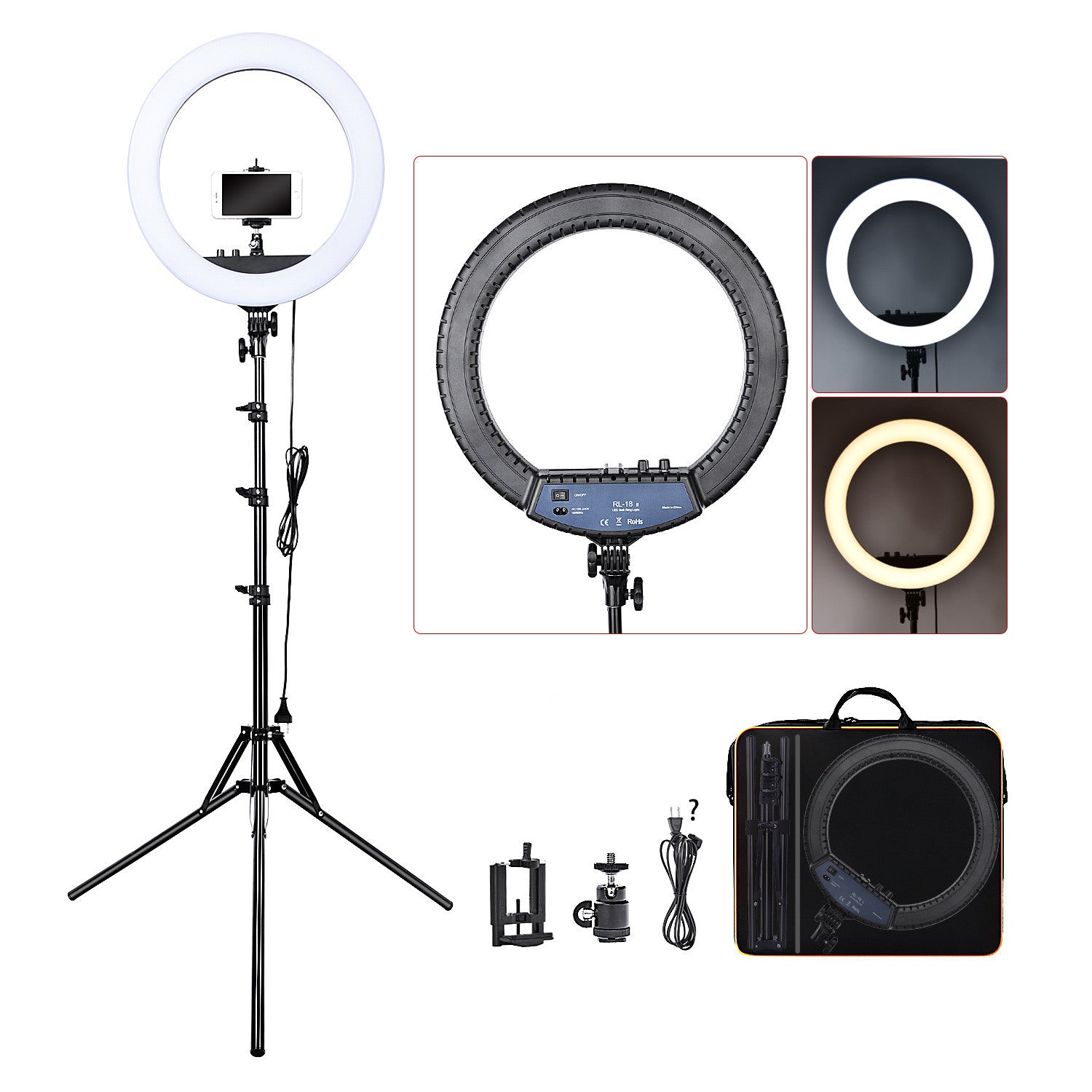 Ring Light 45CM LED Kit with 7.5ft Tripod Stand with Phone Holder