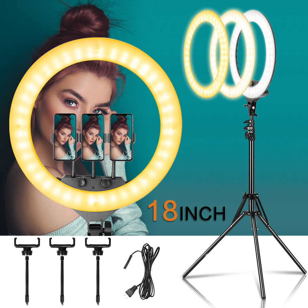 Ring Light 45CM LED Kit with 7.5ft Tripod Stand with Phone Holder