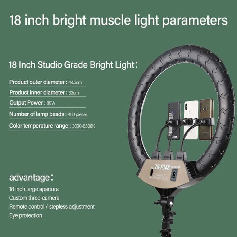 Ring Light 45CM LED Kit with 7.5ft Tripod Stand with Phone Holder