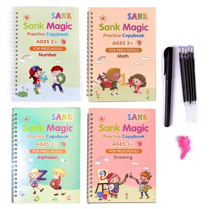 Sank Magic Practice Copybook (4 Books Ã¢â‚¬â€œ 1 Pen Ã¢â‚¬â€œ 10 Refills Ã¢â‚¬â€œ 1 Pen Holder)