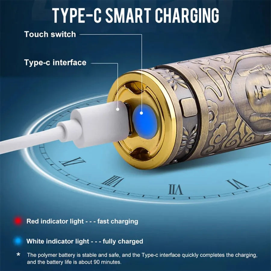 T8 Mini Electric Shaver Men Vintage Buddha Head Rotary Beard Razor Type-c