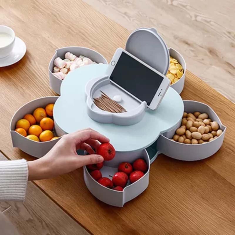 Multi Sectional Rotating Shape Snack Serving Tray