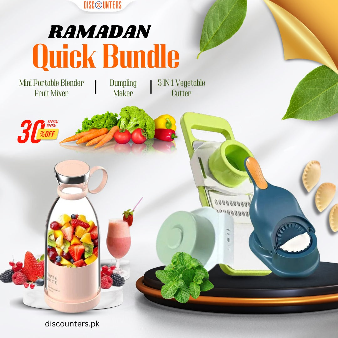 Ramdan Bundle 5 IN 1 Vegetable Cutter+2 in 1 Dumpling Maker+ Mini Fruit Mixer