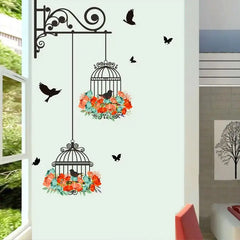 Cute Bird Cage Wall Stickers