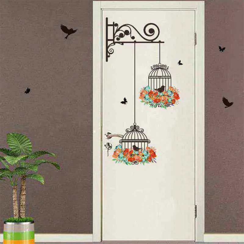 Cute Bird Cage Wall Stickers