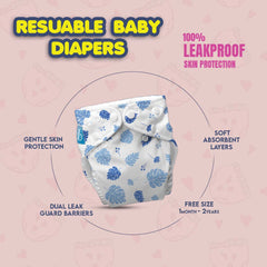 Kids' Free Size Reusable Cloth Diaper + Insert (0-36 Month)