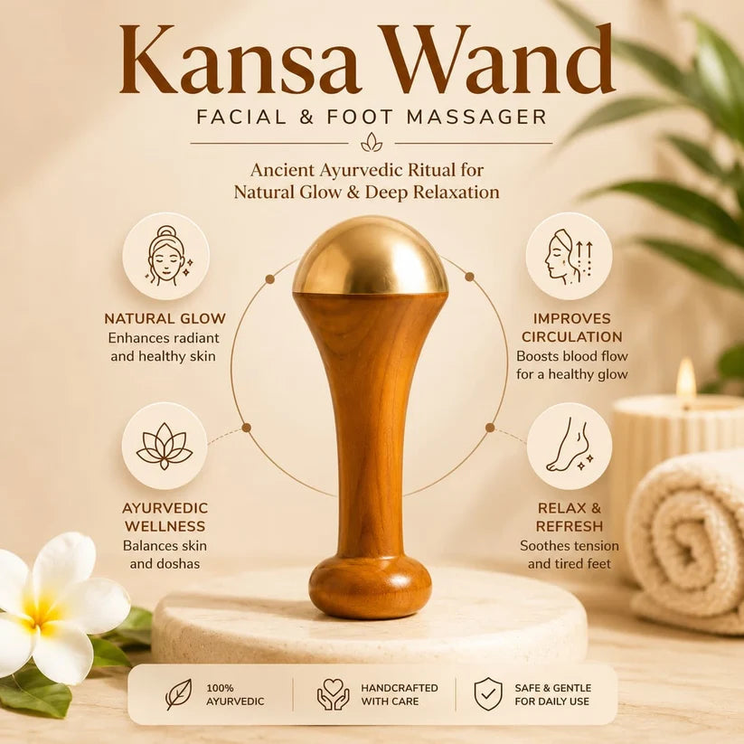 Wooden Wellness Combo - Kansa Wand & Foot Massager