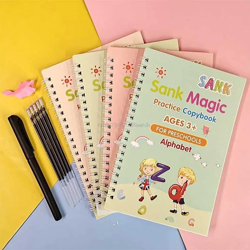 Sank Magic Practice Copybook (4 Books Ã¢â‚¬â€œ 1 Pen Ã¢â‚¬â€œ 10 Refills Ã¢â‚¬â€œ 1 Pen Holder)